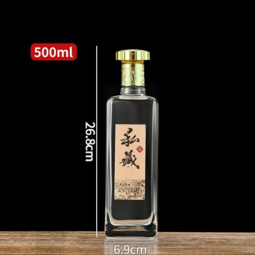 Chai thuỷ tinh 500ml trụ vuông nắp vàng