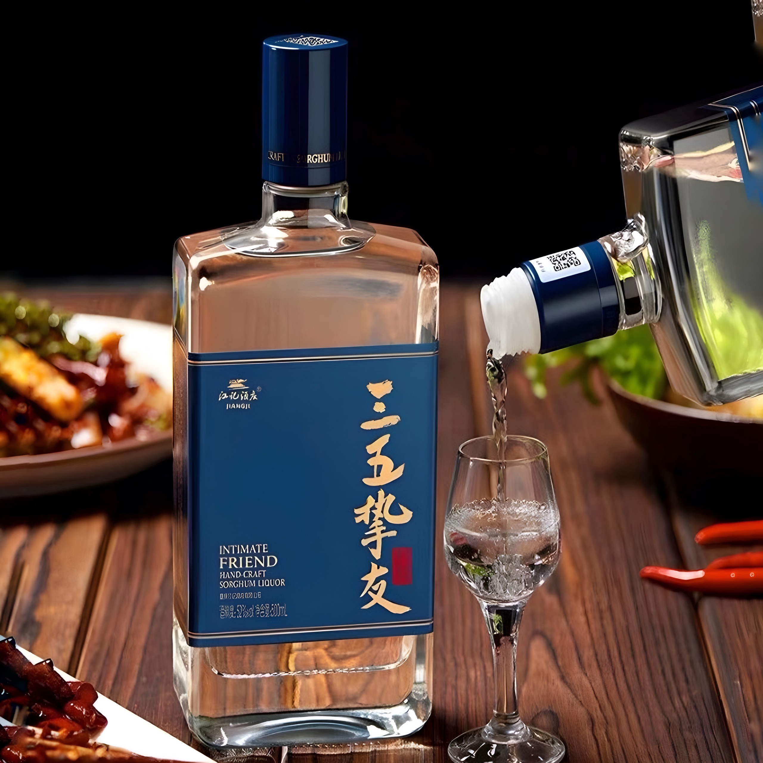 M81 Chai thủy tinh dẹp nắp bi xanh 500ml