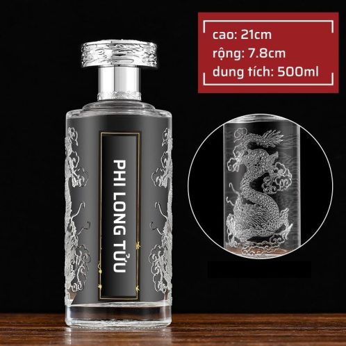 Chai rồng thấp nắp bạc 500ml