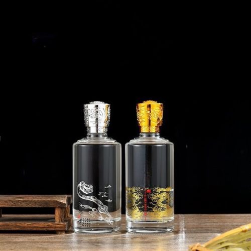 Chai tròn lùn nắp hoa văn 500ml