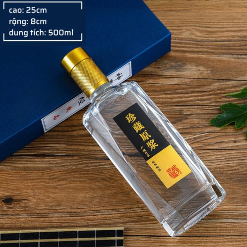 Chai thủy tinh 500ml vát cạnh