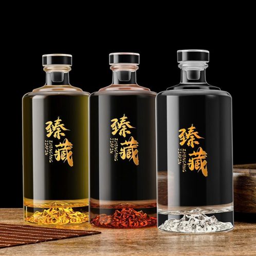 Chai thủy tinh tròn trơn đáy núi 500ml