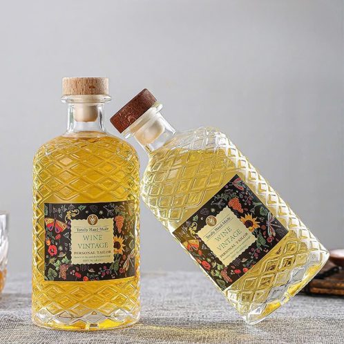 Chai tròn trái dứa nắp gỗ 500ml
