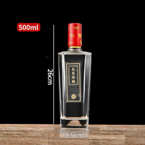 Chai thủy tinh 500ml nắp bi đỏ hoa văn