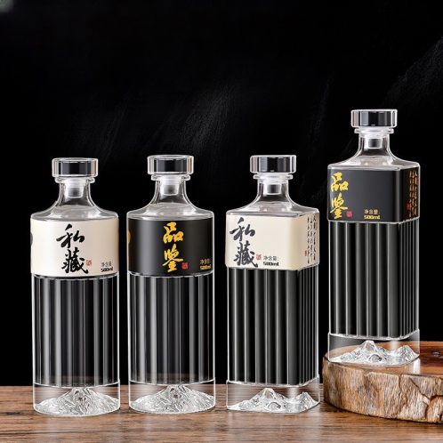 Chai thủy tinh sọc nắp thủy tinh 500ml