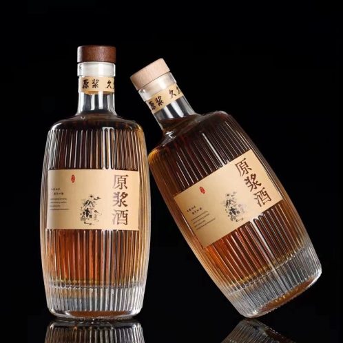 Chai thủy tinh sọc thùng gỗ dài 500ml