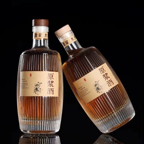 Chai thủy tinh sọc thùng gỗ dài 500ml