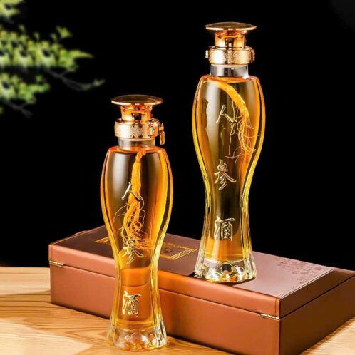 Bình thủy tinh đựng rượu sâm đáy núi có khóa