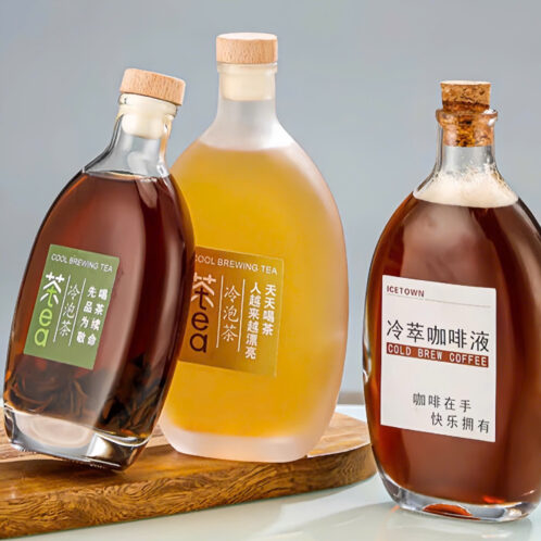 Chai thủy tinh dẹp nắp gỗ nhiều dung tích